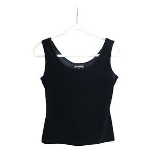 SnoSkins Black Plush Velvet Stretchy Scoop Neck Tank Top Layering Women's Small
